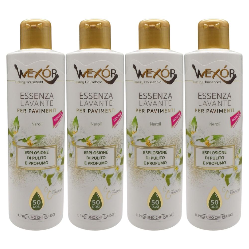Essenza Lavante per Pavimenti, Esplosione di Pulito e Profumo, Disponibile in Diverse Fragranze, 235ml (4 Unità, Neroli)