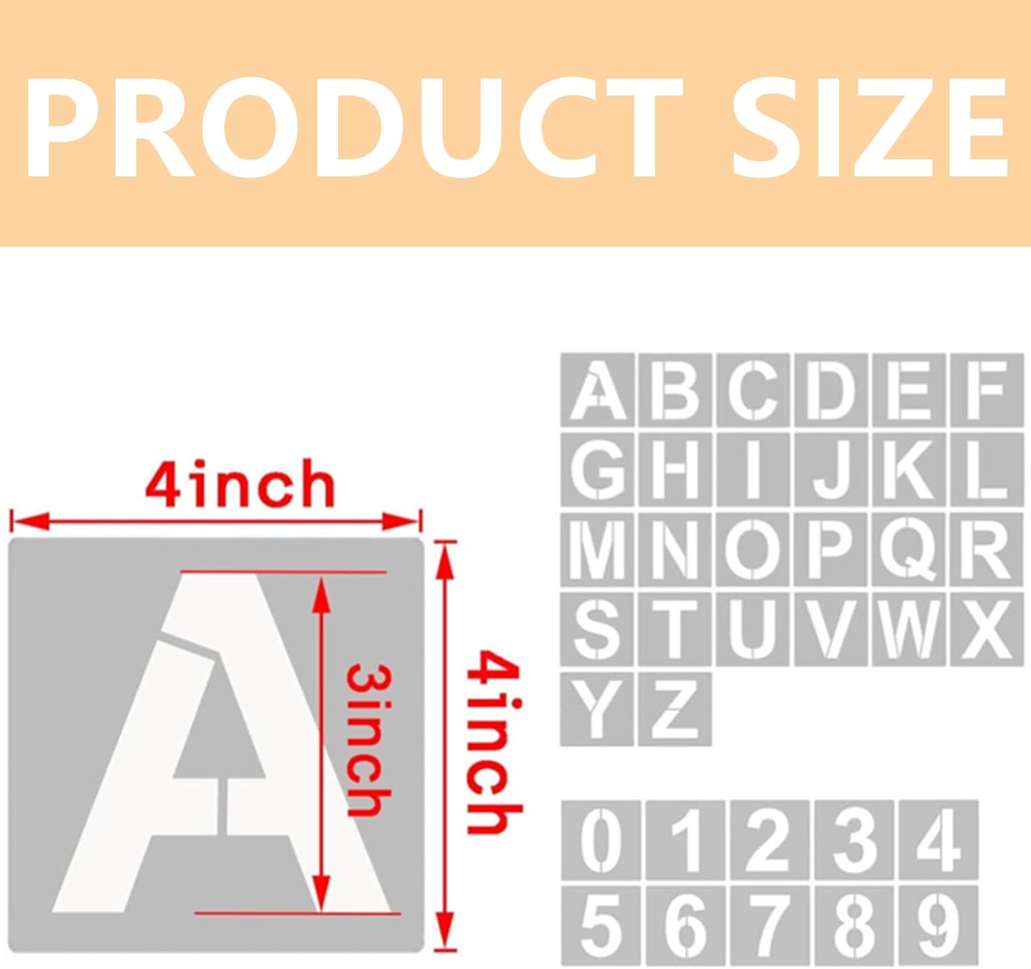 36 PCS Letter Stencils & Number Stencil Craft Stencils Kit Plastic Alphabet Templates on Wood, Wall, Rock, Fabric DIY Projects Spray Paint Stencil (Grey/4 inch)