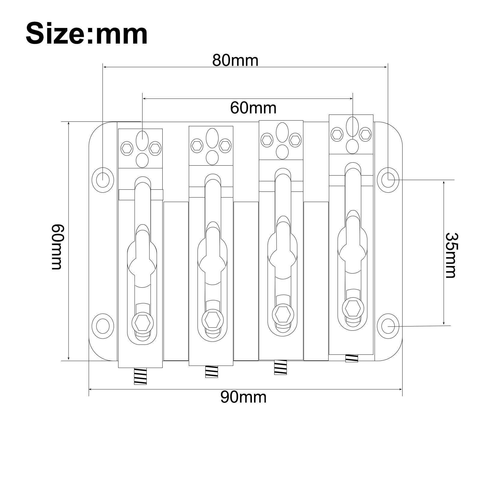 Standard Mostek Gitarowy Bas Elektryczny Z Odłączanym Mostkiem Poprzez Konstrukcję Strunową 20 Mm(Gold)