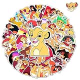 50 Stück König der Löwen Sticker, LKNBIF Lion King Sticker Decoration, Lion King Aufkleber Deko PVC Wasserdicht Aufkleber Motorrad Aufkleber Gepäck Notebook Aufkleber Skateboard GiftsFor Kinder