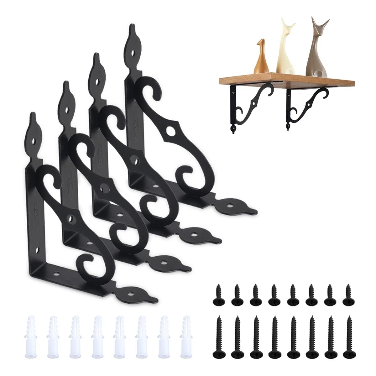 Wall Brackets for Shelves, Scaffold Board Shelf Brackets, 4 Pieces