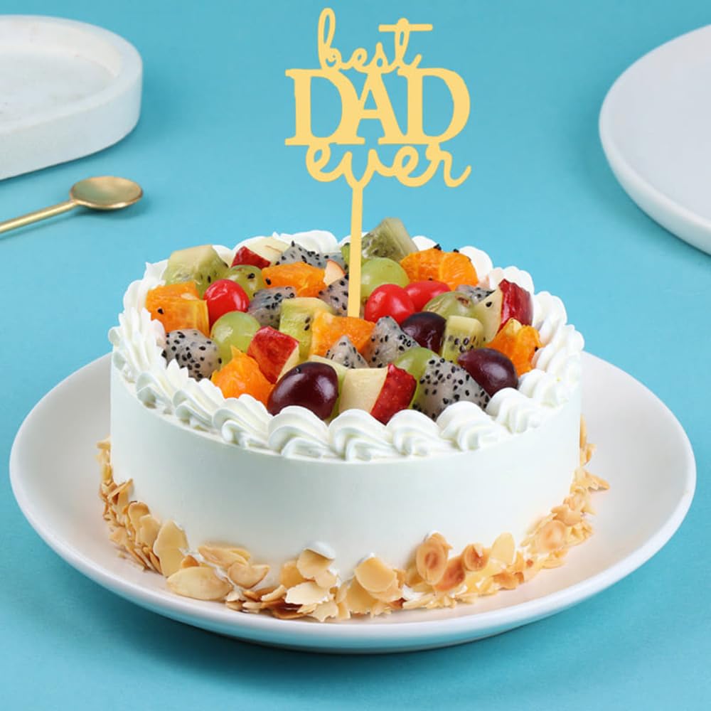 FlowerAura Delicious Fresh 2Kg Love You Dad Mix Fruit Eggless Cake For Birthday Gift & Fathers Day Cake For Dad | Father | Papa | Father-In-Law | Appa (Same Day Delivery)-image-24