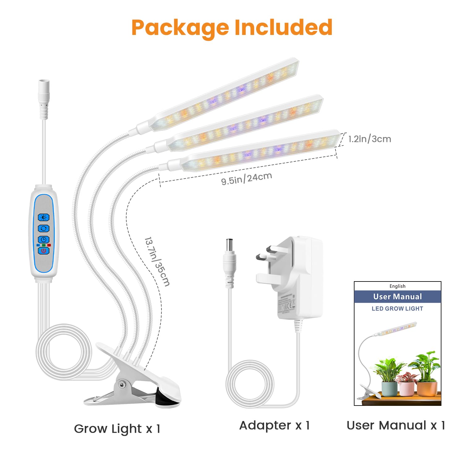 Kullsinss Luci per piante da interno con clip, 3 teste