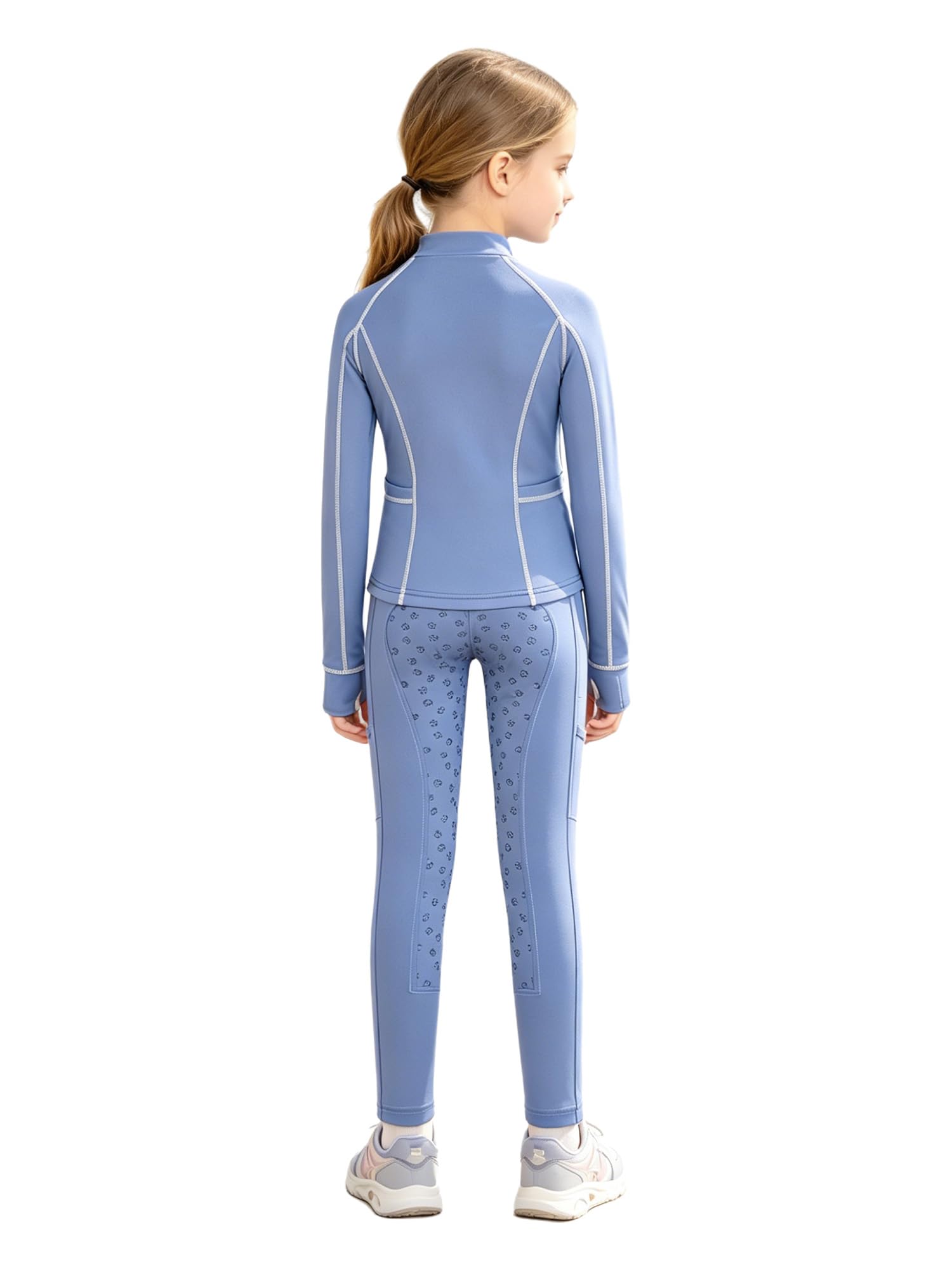 Dziecięcy dres sportowy, dres treningowy, dres do joggingu, antypoślizgowe legginsy do jazdy konnej, sportowy strój jeździecki, zestaw części