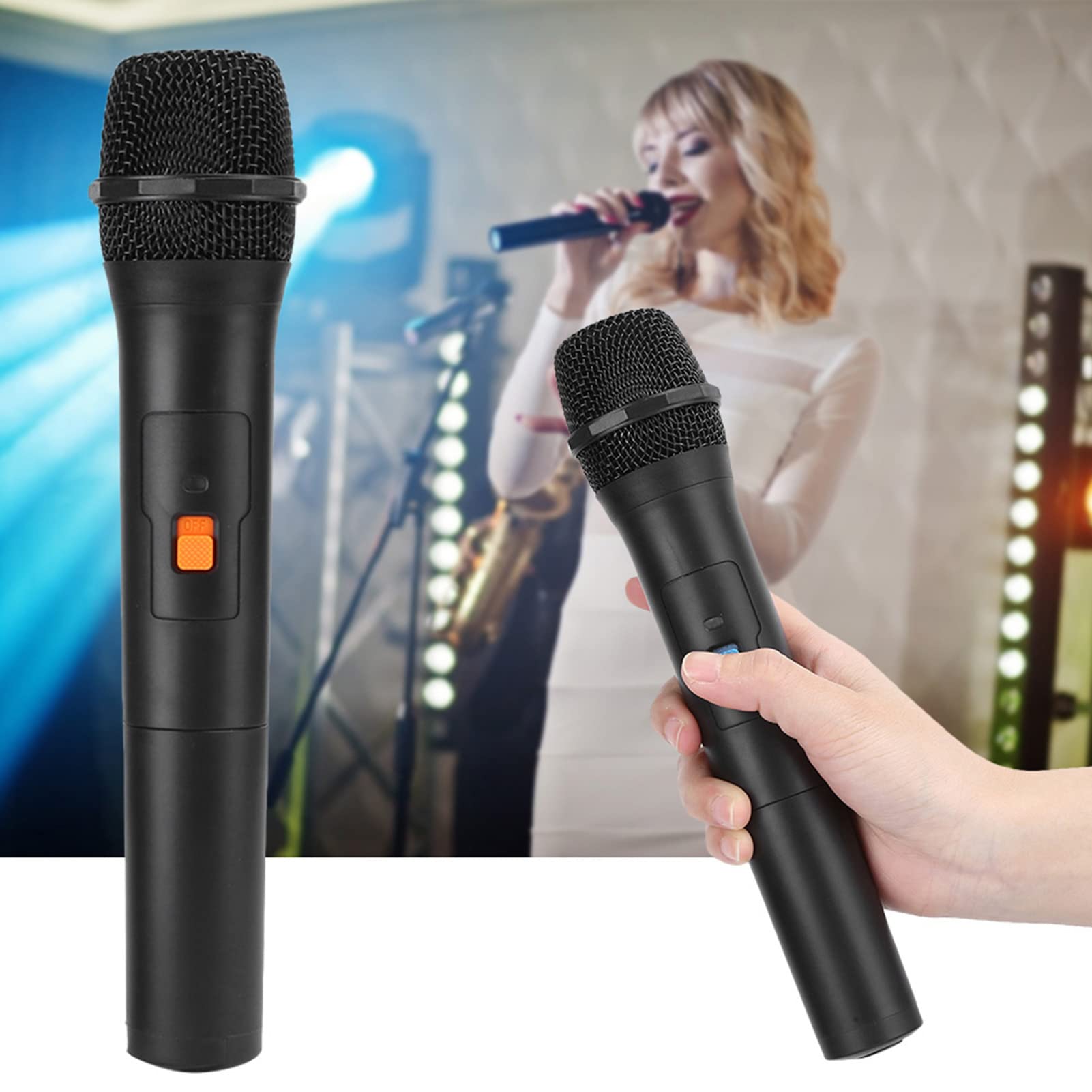 VHF Ręczny mikrofon bezprzewodowy, 2 w 1, USB, do karaoke, mikrofon głosowy, V16U, bezprzewodowy odbiornik o niskim poziomie hałasu, mikrofon do karaoke, występów na żywo, spotkania, imprezy, zasięg