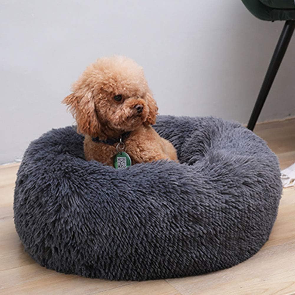 Donut Dog Bed,Fluffy Pet Bed Donut for Dogs & Cats, Comfortable Dog Bed Donut Cuddler Round,Washable Dog and Anti Slip Bottom, 20'' /28'' for Puppy and Kitties (20'')