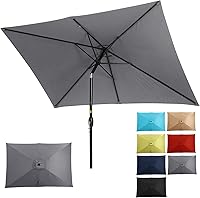 SUNVIVI 6.5x10 Ft Rectangular Patio Umbrella with Crank Lift, Push-Button Tilt & UV-Resistant Polyester Canopy - Rustproof Metal Pole