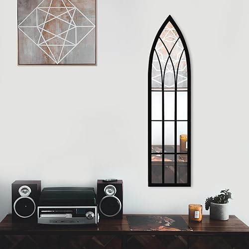 Miniatura 5 de Eastwell Espejos decorativos de pared, espejos arqueados de ventana, espejos grandes con marco de metal para sala de estar, dormitorio, entrada,