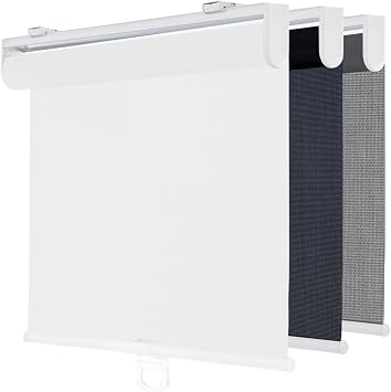 Cordless Light Filtering Roller Shades for Window,14" W x 72" H,White | Pull Down Door Blinds,5% Openness Solar Screen,Flame Retardant Thermal Insulated UV Protection Fabric,Easy to Install