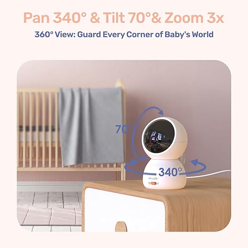 Miniatura 6 de Monitor de bebé WiFi 1080P con cámara y audio, cámara de video con zoom panorámico, pantalla IPS de 4 pulgadas, visión nocturna HD, detección de