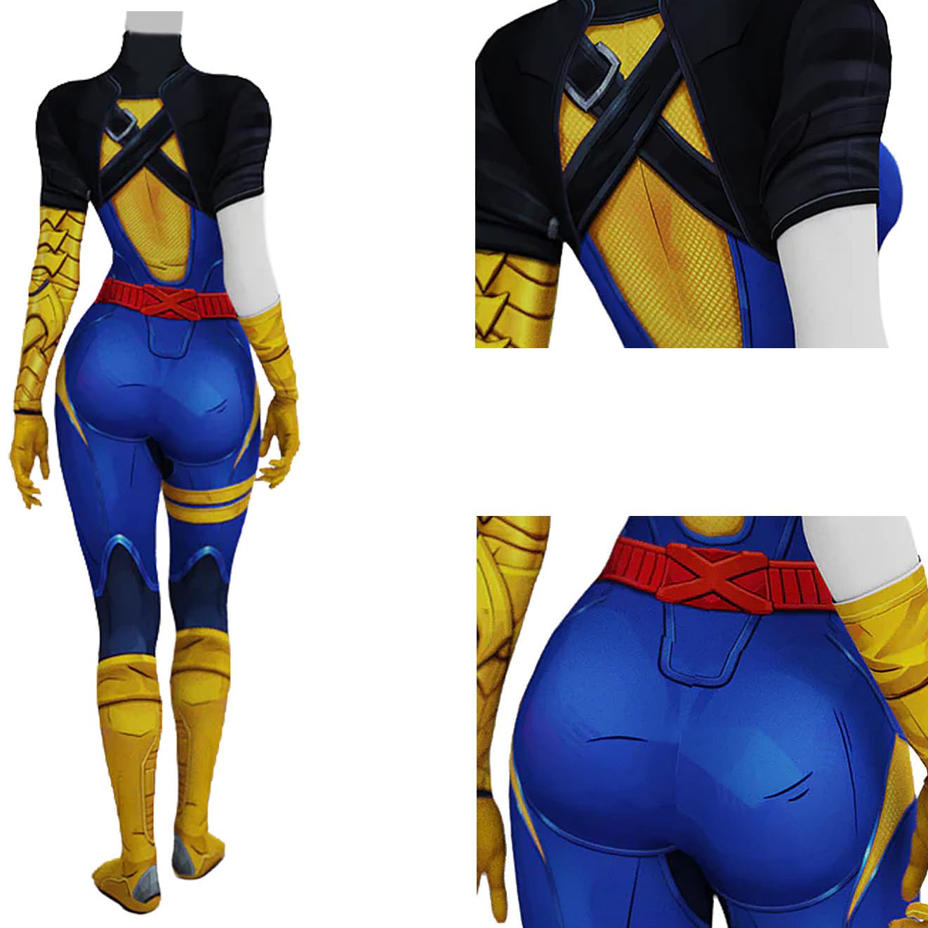 Yragemz Adult Phoenix Cosplay Jumpsuit robe Women Human Torch Costume Bodysuit Cape Cloack for Halloween: Blue X-Large