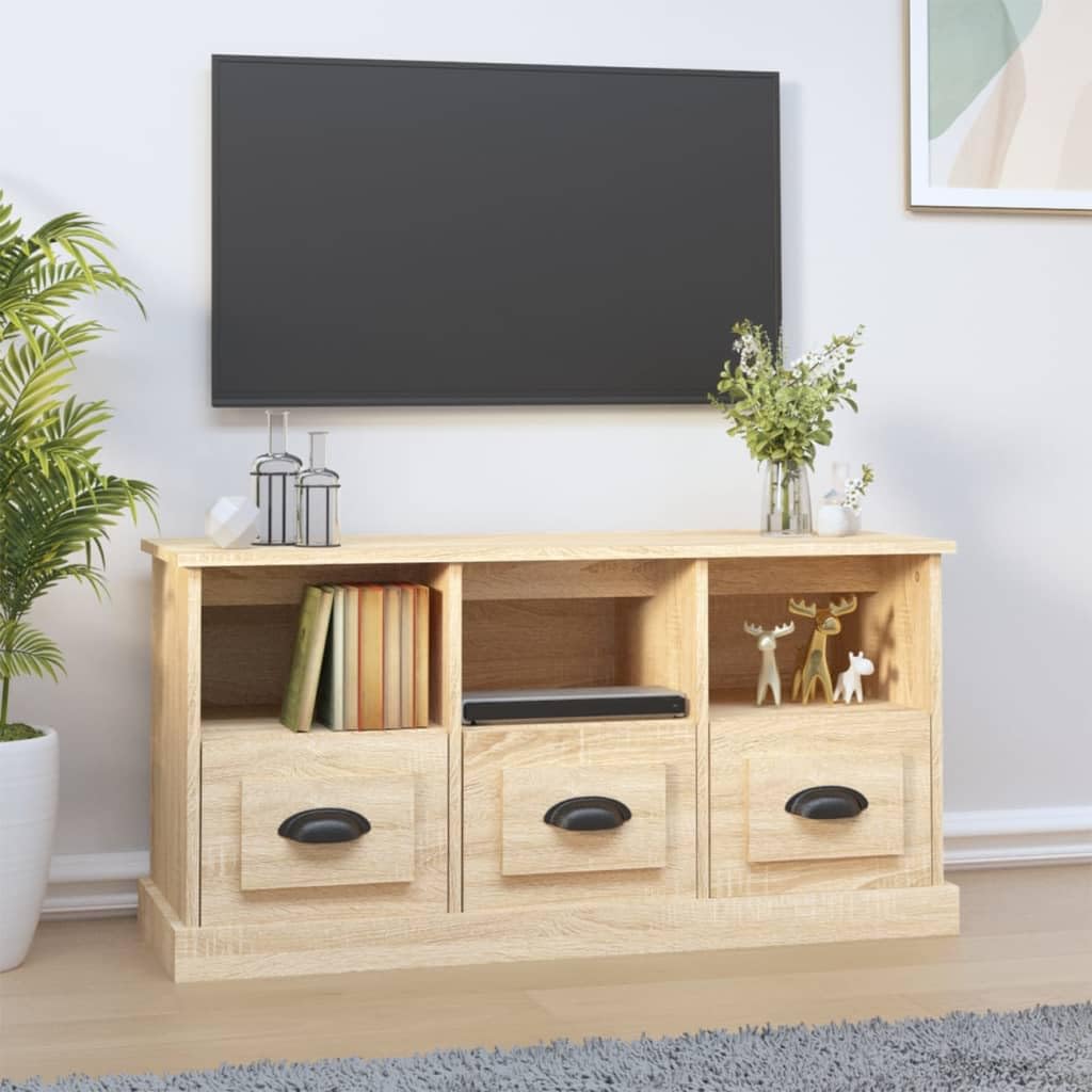 Sk Nowoczesny stojak pod telewizor le narożnik do salonu i kuchni dąb sonoma h sklejka 100 x 35 x 50 cm Slish wystrój domu Solut
