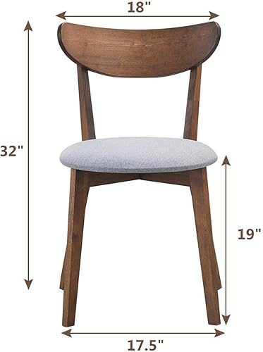 Miniatura 3 de COSTWAY Juego de 2 sillas de comedor, sillas laterales de comedor de mediados de siglo con respaldo curvado y asiento acolchado, sillas de madera de