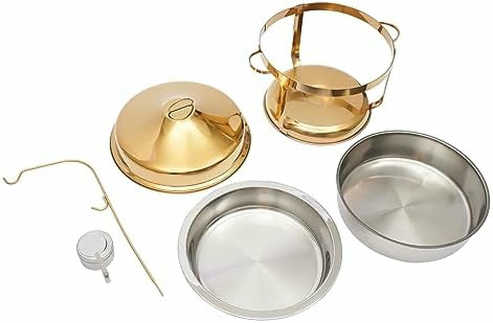 Juego de platos para bufé, calentador de alimentos redondo portátil de acero inoxidable con tapa, para restaurantes, catering, fiestas, color dorado