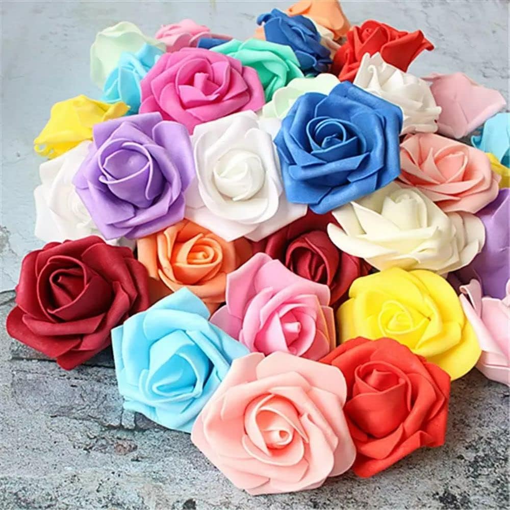 SATYAM KRAFT 12 Pcs Artificial Big Fake Foam Beach Water Floating Rose Flowers, Pooja Thali, Festival and Events, Home, Table, Bedroom Decoration (Multi) (Material:- Foam)
