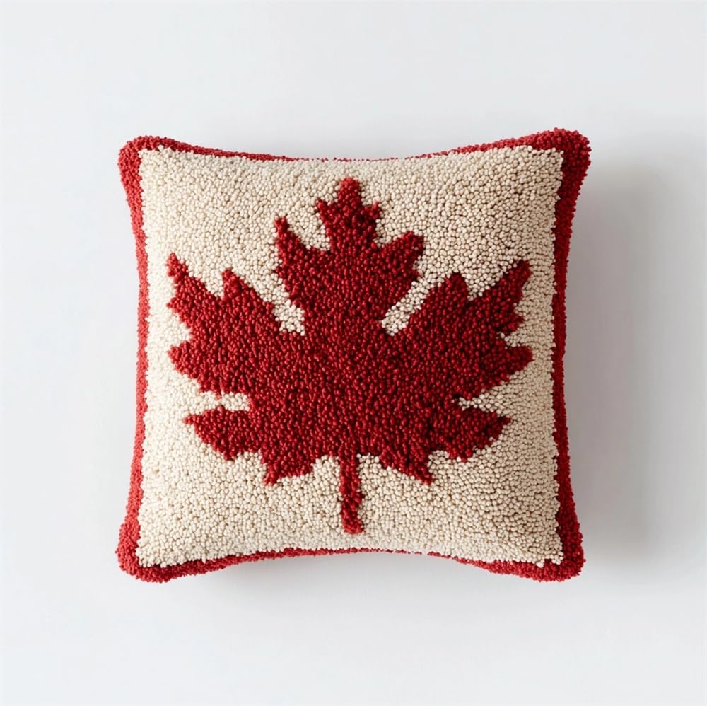 kitphoenix Latch Hook Cushion Kit, Maple Leaf