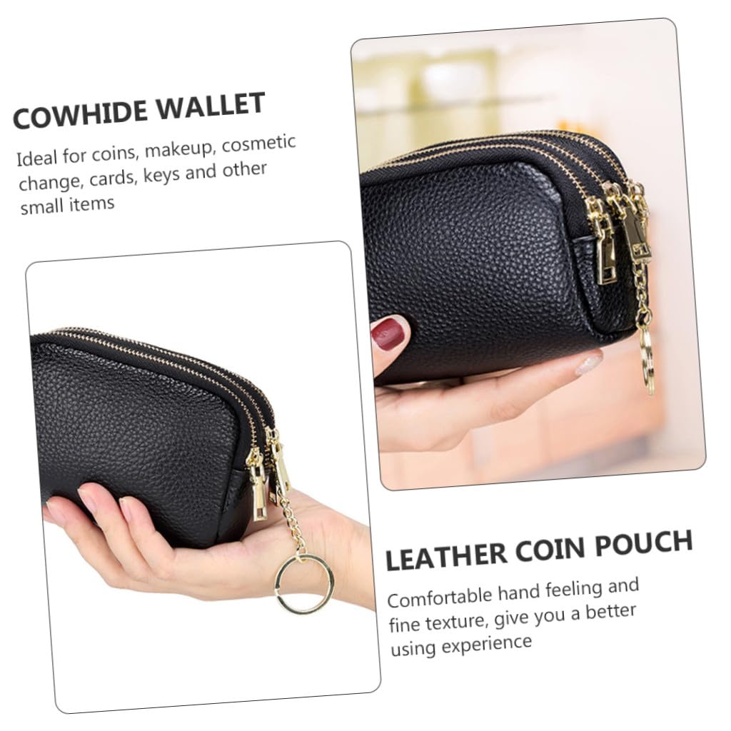 1pièce Porte-Monnaie Cuir De Vache Pouch Zippé pour Changement pour Shopping Voyages