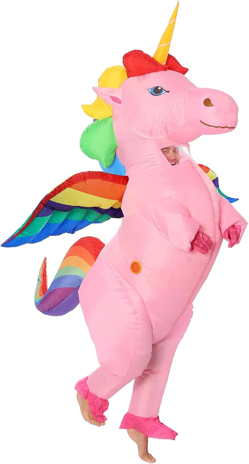 FUNNY COSTUMES Inflatable Unicorn Costume,Blow Up Suit,Adult Size,Halloween,Thanksgiving,Christmas,Easter Day,Carnival,Party