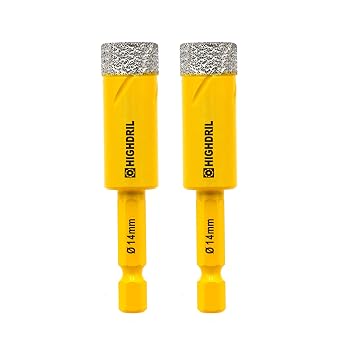 HIGHDRIL Dry Diamond Drill Bits,2pcs 14mm 3/5" with Hex-Shank Diamond-Hole-Saw for Marble Porcelain Ceramic-Tile Drill Bits