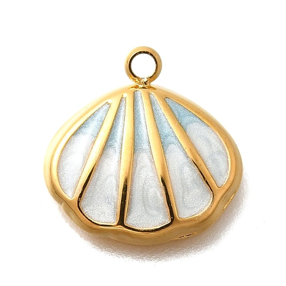 KitBeads 7Pcs 18K Gold Plated Shell Charms Summer Ocean Seashell Charm Pendants for Jewelry Making Bracelets Necklaces Crafts Bulk