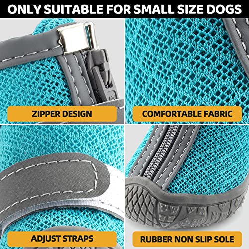 Dog Shoes For Small Dogs Boots, Breathable Dog Booties Paw Protector For Outdoor Walking, Puppy Shoes With Reflective Strips Rugged Anti-Slip Sole For Hardwood Floors Hot Pavement Winter Snow 4Pcs/Set #TOP5