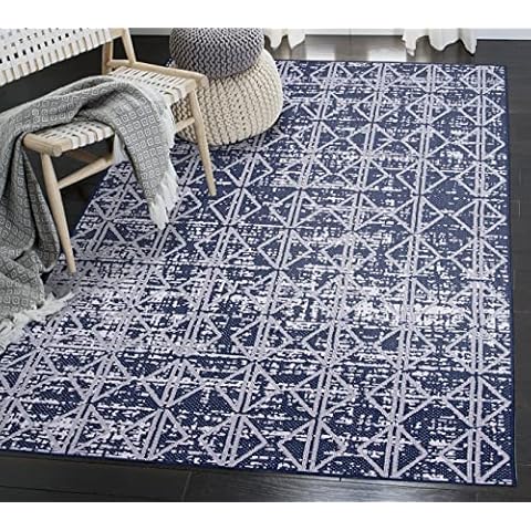 RUGBUGGERY Indoor Outdoor 1374 Area Rug (Navy Blue, 8'x10') Cover