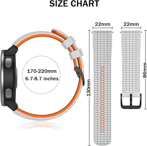 Miniatura 5 de ISABAKE Correa de reloj compatible con Garmin Vivoactive 4Samsung Galaxy Watch de 1.811in, 0.866in, correas de silicona para Ticwatch Pro S2E2Venu
