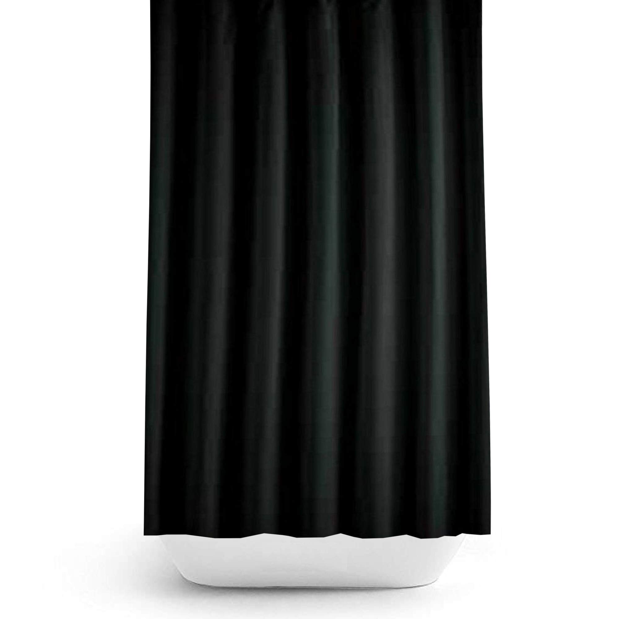 Tropik Home Black Extra Long Fabric Shower Curtain 180cm Wide by 215cm Drop