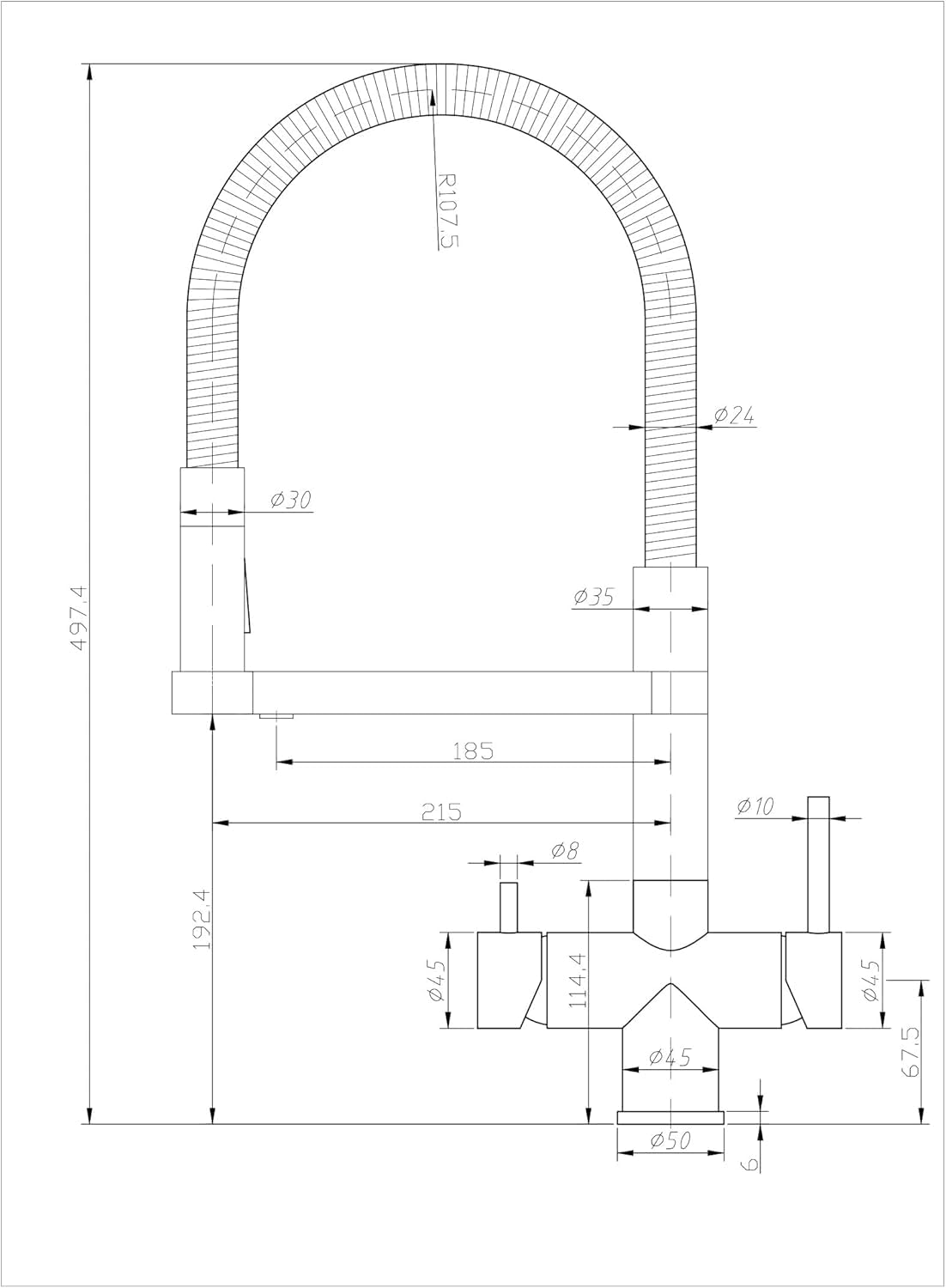AORA® | STATEMENT INOX 5 Wege Wasserhahn | 360° drehbare Küchenarmatur aus massiven Edelstahl | Spültischarmatur Wasserfilter, Osmoseanlagen, Tafelwasseranlagen | Wasserfilter Wasserhahn | Schwarz