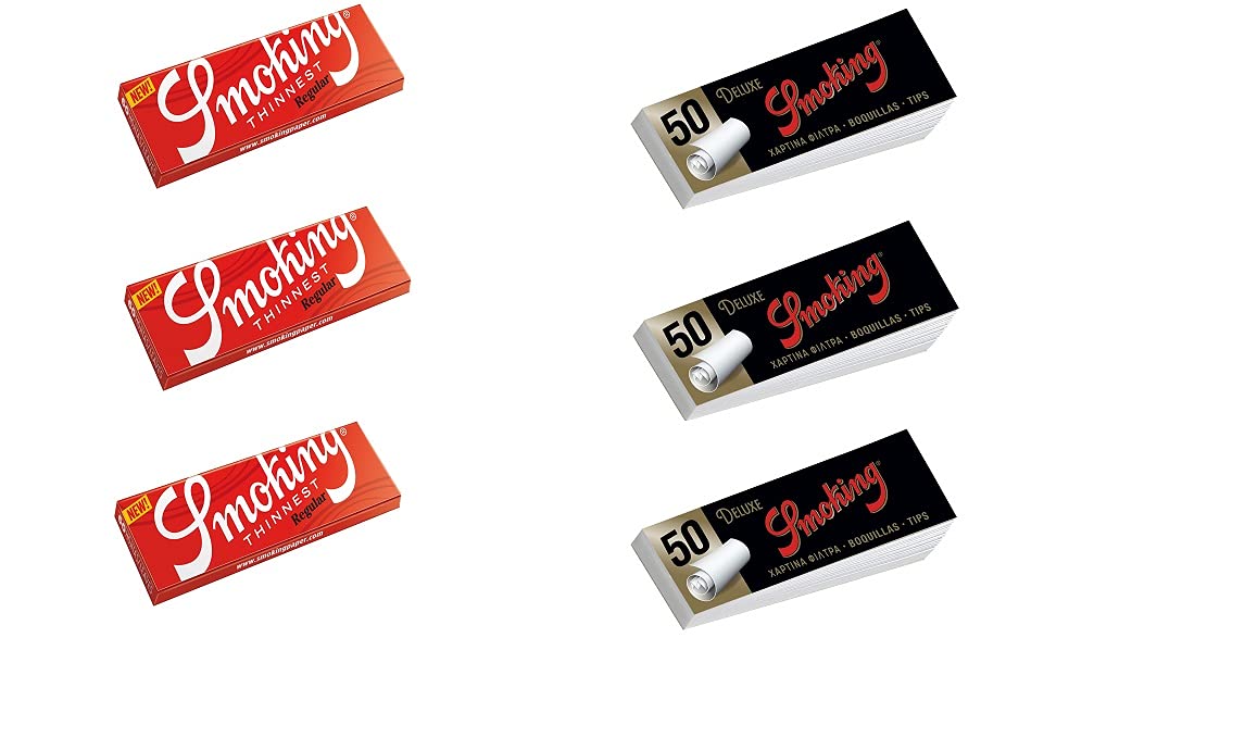 SMOKING THINNEST RED REGULAR MINI SIZE (PACK OF 3 BOOKLETS) & SMOKING DELUXE MEDIUM TIPS(PACK OF 3 BOOKLETS) [ ROLLING PAPER & ROACH/TIPS ] BY (SMOKING TRADING HOUSE)-image-40