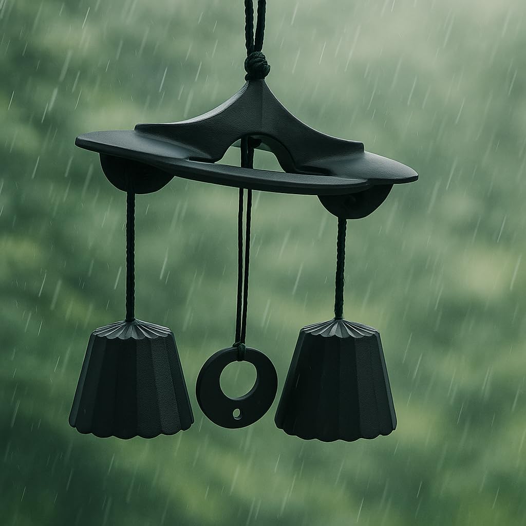 Japanese Cast Iron Wind Chime – Traditional Furin Bell for Garden and Outdoor Decoration, Hanging Temple Bell