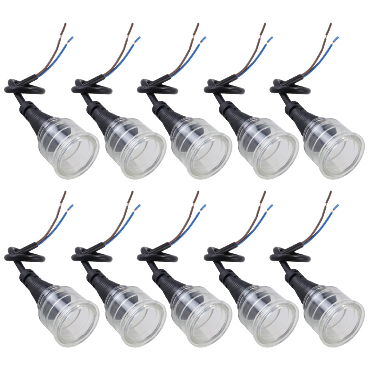Riven 10 Pcs T8 Waterproof Lamp Socket Holder Aquarium Lighting Fixture Base for Freshwater Marine Tank Black