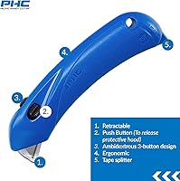 Vista 3 de Pacific Handy Cutter RSC-432 Cortador de seguridad para restaurante con campana de seguridad de bloqueo automático, desechable, seguro