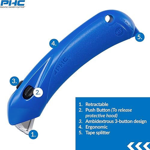 Miniatura 3 de Pacific Handy Cutter RSC-432 Cortador de seguridad para restaurante con campana de seguridad de bloqueo automático, desechable, apto para alimentos,