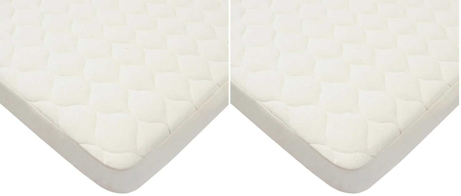 American Baby Company Waterproof Pack N Play Playard Mattress Protector, Quilted Fitted Protector Pad Cover Made with Organic Cotton Top Layer, 39" x 27" (Pack of 2)