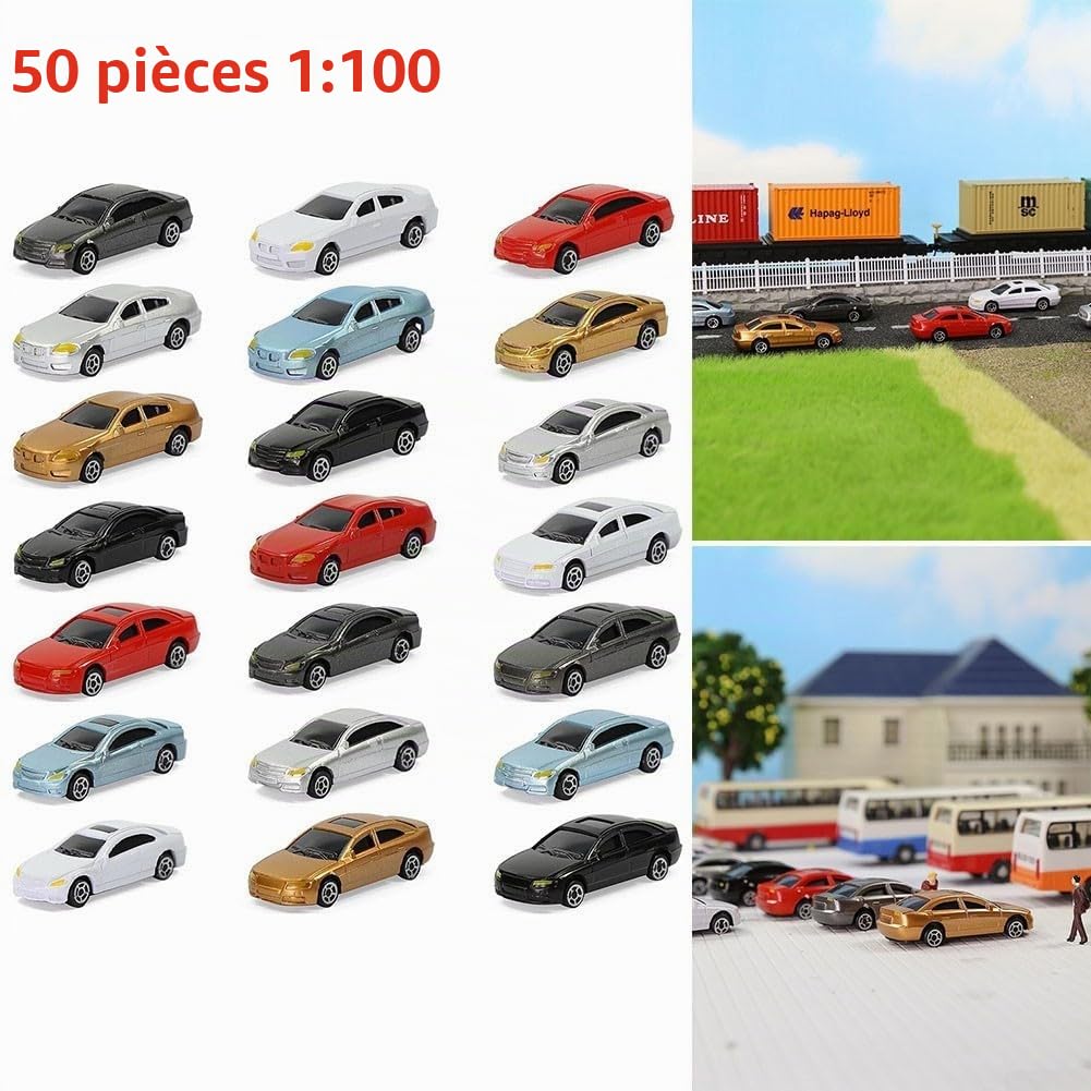 HO N Scale Lot de 50 modèles de voitures scéniques parfaits pour les trains et les projets d'étudiants