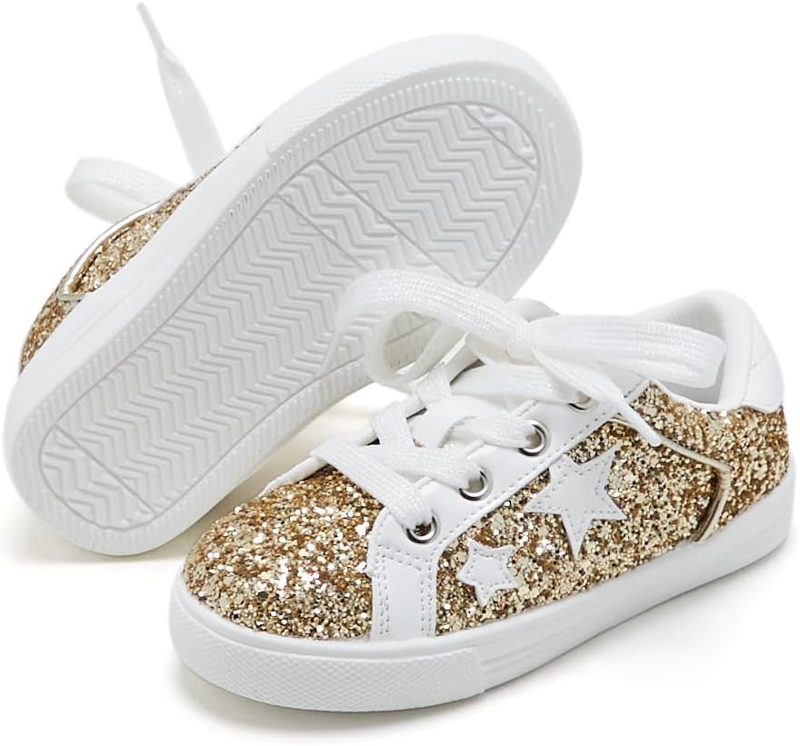 GINFIVE Toddler Girls Sneakers Little Girls Slip On Shoes Glitter Sneakers Toddler - Image 8