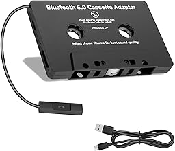 Jaxiyun Adaptateur de Cassette Voiture Bluetooth 5.0, Adaptateur pour Cassette vers AUX avec Microphone Intégré pour des Appels en Mains Libres sans Fil Universel,pour DVD Radio