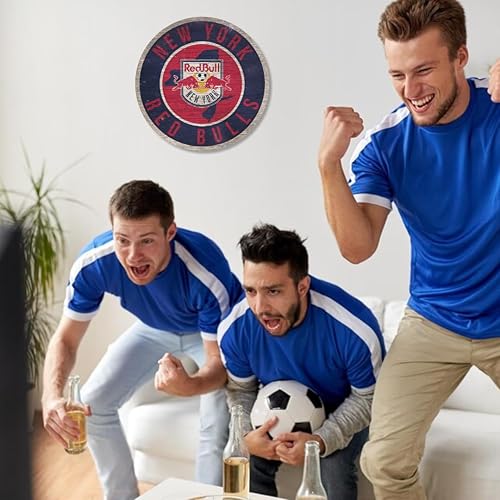 Miniatura 5 de Fan Creations - Letrero de madera de New York Red Bulls FC MLS - Decoración de pared redonda de 12 pulgadas, muestra tu espíritu RBNY y decora tu