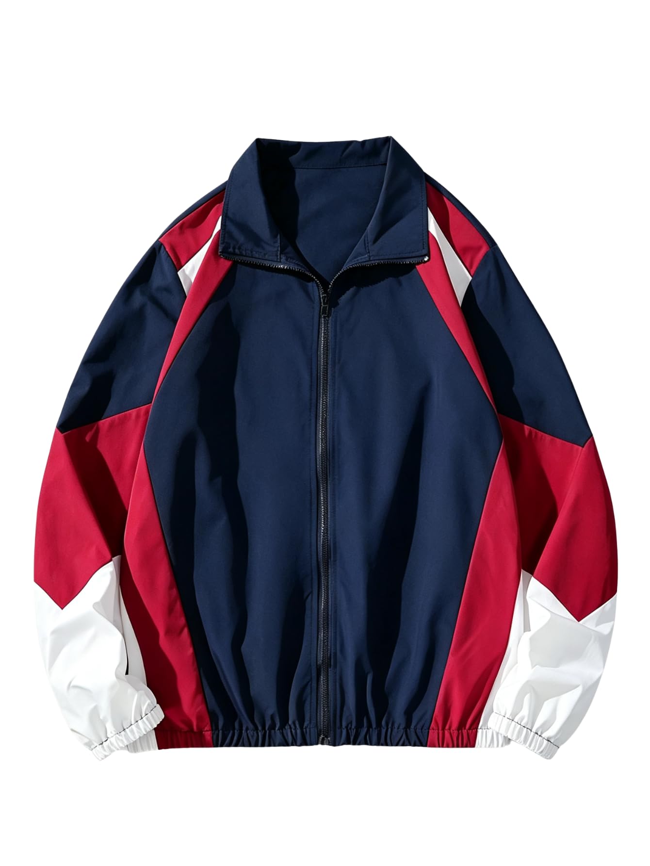 SOLY HUX Men's Varsity Jacket Zipper Color Block Windbreaker Jackets Coats