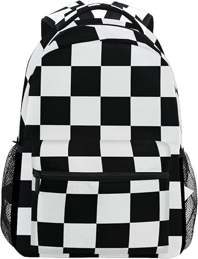 TIZORAX - Zaino a quadretti, colore: Nero e Bianco : Amazon.it: Valigeria