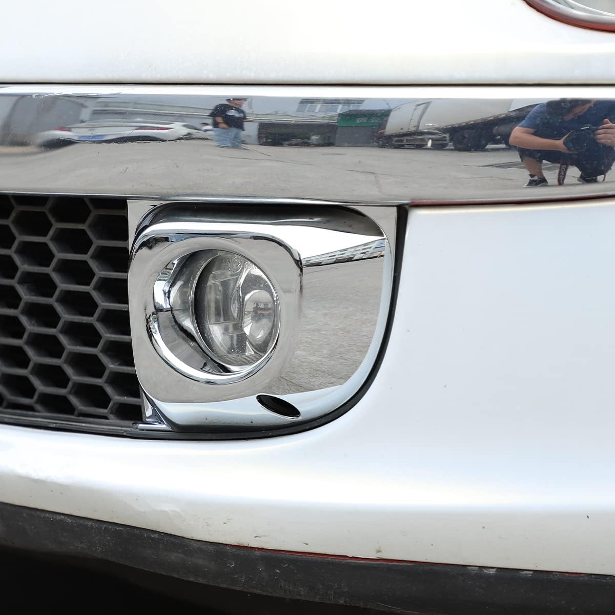 Car Front Fog Light Cover Trim Fit for Fiat 500 2011 2012 2013 2014 2015, ABS Car Front Bumper Fog Light Lamp Cover Trim Molding Protection Accessories (Bright)