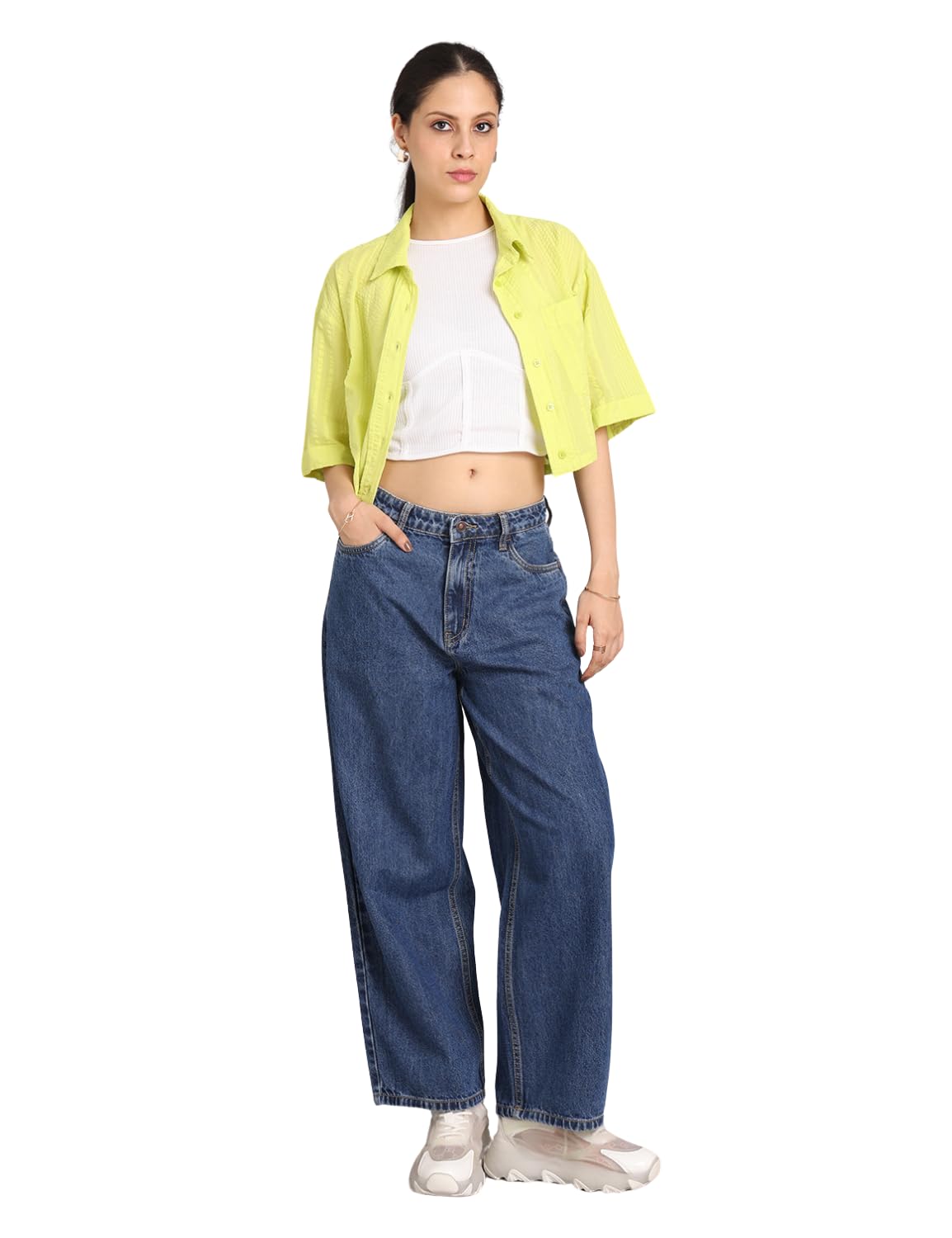 INKD Women’s Baggy Fit Jeans – Mid-Rise | 100% Cotton | Jeans for Women