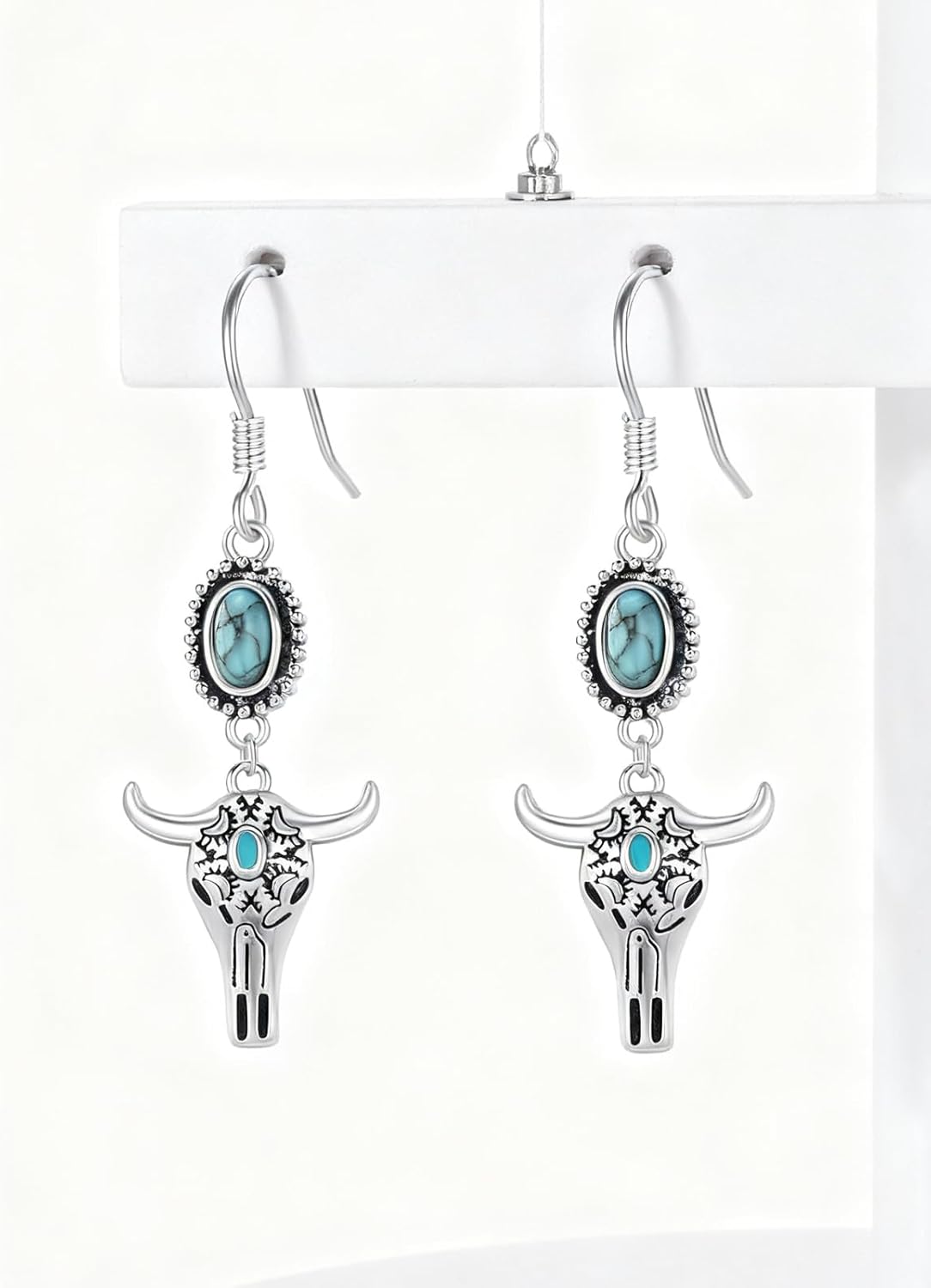 Turquoise Earrings 925 Sterling Silver Cowboy Hat/Cactus/Cowboy Boot/Celtic/Cow Skull Earrings Western Dangle Earrings Country Jewelry Gifts for Women
