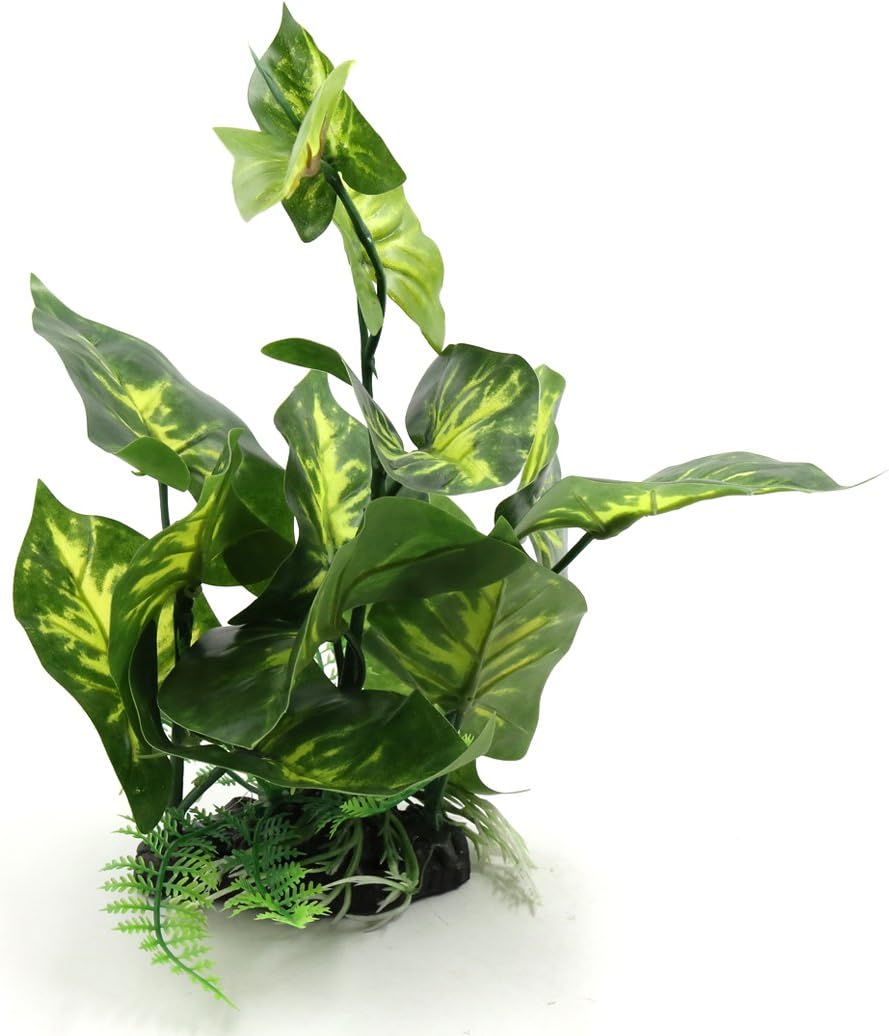 uxcell Green Plastic Terrarium Tank Lifelike Plant Decorative Ornament for Reptiles Amphibians