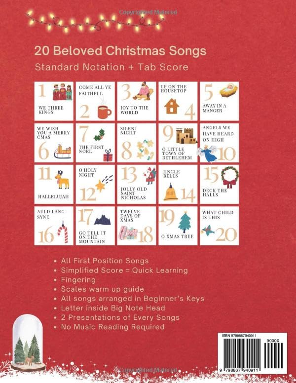 Easy Christmas Songs For Solo Cello: First Position Xmas Carols Anyone Can Play with TAB, Letter, Big Note Heads, Fingering (for Beginners and Kids) ... Can Play - Easy Christmas Songs for Strings) image 3