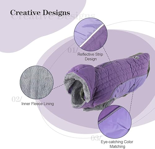 Miniatura 3 de EMUST - Abrigo de invierno para perro con gorro desmontable y felpa para el clima frío, ropa para perros pequeños, medianos y grandes