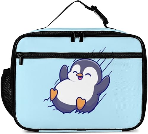 Miniatura 2 de Muishi Linda lonchera reutilizable de pingüino, bolsa térmica con aislamiento, lonchera para comida y comida, bolsa de mano para mujeres, niños,