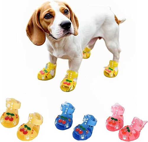 LMLMECREA 4Pcs/Set Dog Sandals - Adjustable Breathable Jelly
