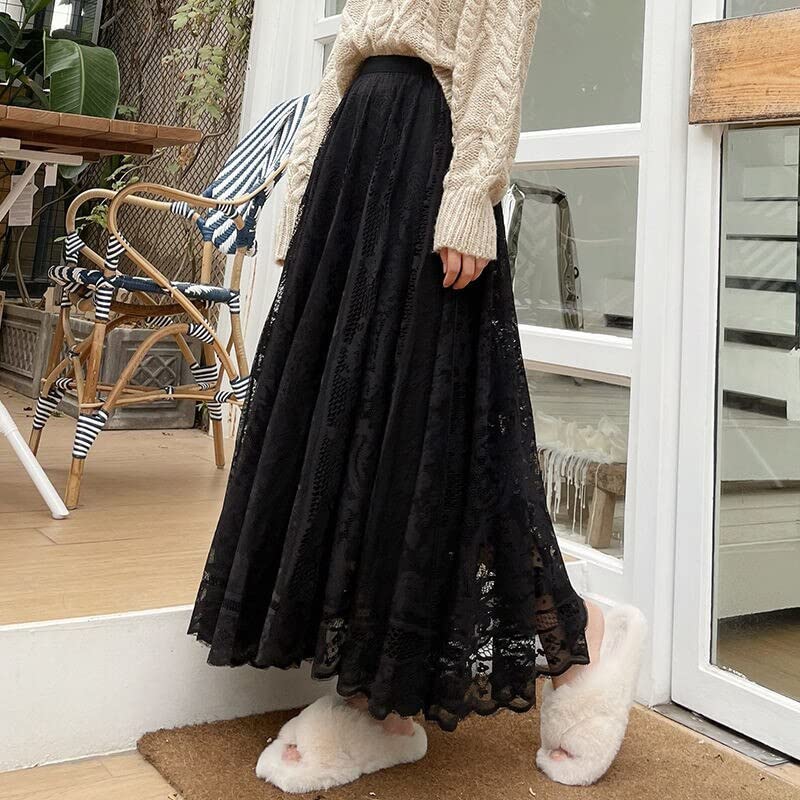 Rock Lang A Linien Rock Damen Elegant Maxi Röcke Große Größen Weites Swing Skirt Mittelalterlicher Stil Weicher Tellerrock Vintage Maxirock Damenrock für Alltag Festliche Anlässe